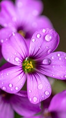 A stunning close-up of a vibrant purple flower covered in glistening dew drops