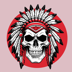 illustration of an Indian warrior skull