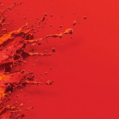 Obraz premium A vibrant red paint splash against a solid red background creating a dynamic abstract composition