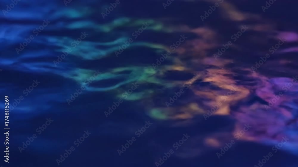 Wall mural seamlessly looping video showcasing an abstract reflective liquid surface with distorted light and c