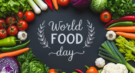 World food day celebration with fresh vegetables arranged in a circle