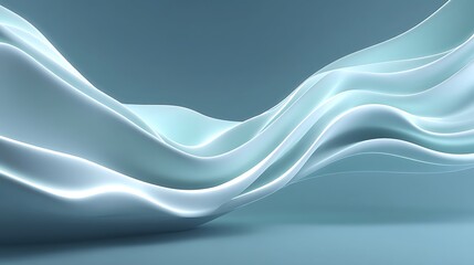 Fototapeta premium Abstract minimal technology concept with glowing white lines on soft blue gradient background, upper area left blank for overlay, modern futuristic design, digital interface and tech innovation