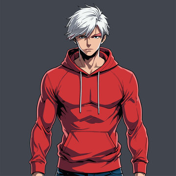 illustration of anime boy wearing hoodie