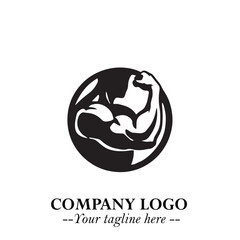 Arm Muscular Logo Symbol Black on White Background in Bold Minimalist Vector Design for Fitness Brand