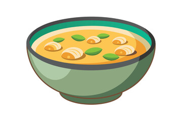 Delicious Creamy Soup Bowl with Dumplings and Green Garnish