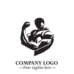 Arm Muscular Logo Symbol Black on White Background in Bold Minimalist Vector Design for Fitness Brand