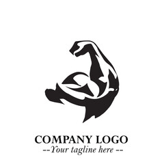 Arm Muscular Logo Symbol Black on White Background in Bold Minimalist Vector Design for Fitness Brand