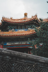 Obraz premium A stunning view of traditional Chinese architecture in Beijing, China, showcasing intricate details within a serene Chinese garden setting. This oriental design epitomizes historical artistry.