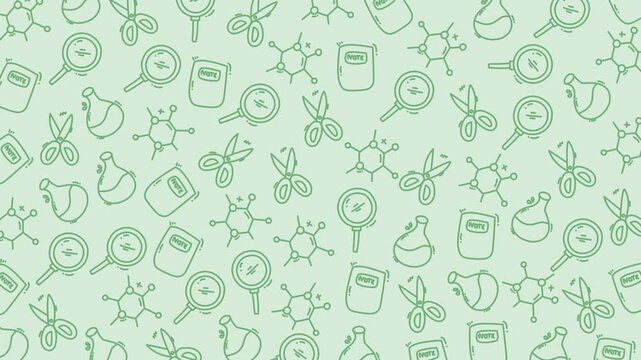 Doodle education pattern with science and school supplies for creative projects, suitable for educational designs and learning materials.