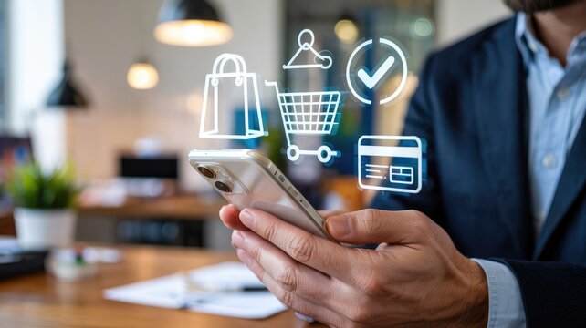 Effortless shopping experience using mobile app for seamless online purchase with secure payment and shipping, bringing modern convenience to life