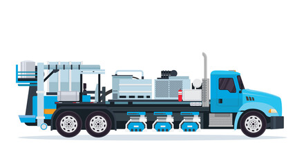 Turquoise Truck Pixel Art with Detailed Mechanics on Transparent Background