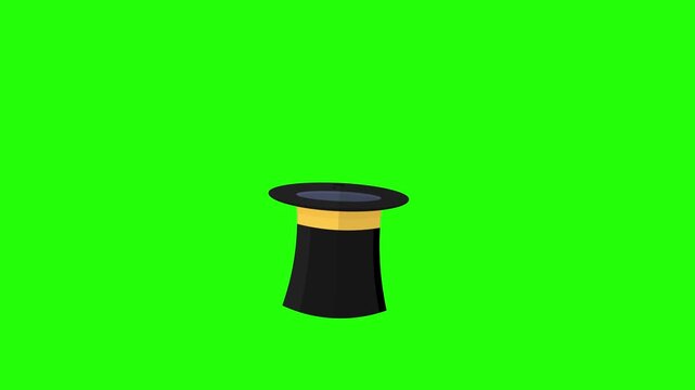 magic hat, animated magic hat blink magic trick 4k looping green screen croma