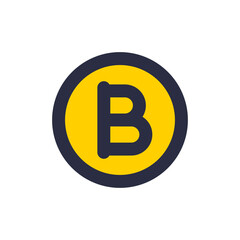 Golden Coin with Dark Letter B Isolated on Transparent Background for Digital Currency