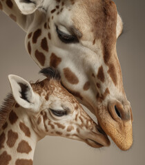 Giraffe mother and baby created with Generative AI Technology, ai, generative
