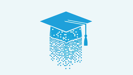 Digital Graduation Cap Logo: Technology, Education, and Modern Learning Icon