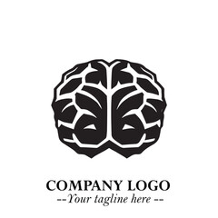 Brain Muscular Logo Symbol Black on White Background in Bold Creative Vector Design for Smart Strength