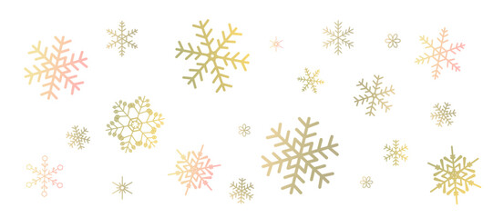 ゴールドの雪の結晶の壁紙　パターン　背景イラスト　ベクター素材
