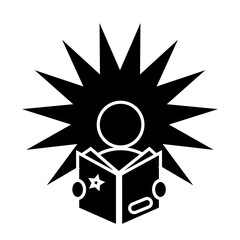 people reading books against bright light background