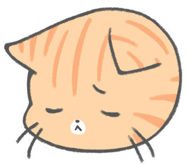 Tired cute brown tabby cat character icon