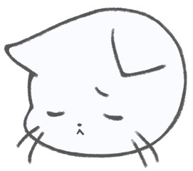 Tired cute white cat character icon