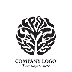 Brain Muscular Logo Symbol Black on White Background in Bold Creative Vector Design for Smart Strength