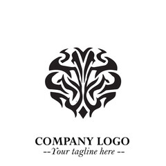 Brain Muscular Logo Symbol Black on White Background in Bold Creative Vector Design for Smart Strength