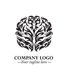 Brain Muscular Logo Symbol Black on White Background in Bold Creative Vector Design for Smart Strength