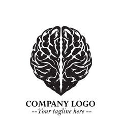 Brain Muscular Logo Symbol Black on White Background in Bold Creative Vector Design for Smart Strength