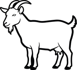 Illustrator Vector Goat standing posing side view animal silhouette