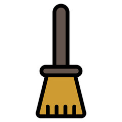 Broom Halloween icon in flat style