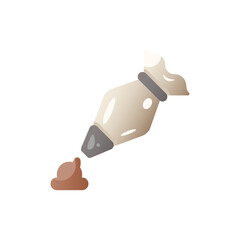 Gradient Icon of Chocolate Being Piped from Piping Bag with Transparent Background