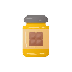Gradient Icon of a Chocolate Jar with Golden Liquid and Brown Chocolate Pieces Isolated on Transparent Background