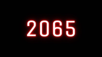 Happy new year 2065 illustration background. Neon Happy New Year text.