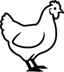 Illustrator Vector Single chicken standing farm bird outline silhouette