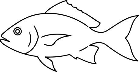 Illustrator Vector Single line drawing fish aquatic animal silhouette