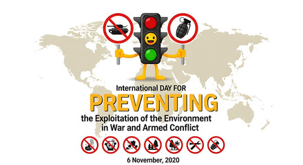 Traffic light symbolizing peace and environmental protection during conflict