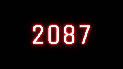 Happy new year 2087 illustration background. Neon Happy New Year text.