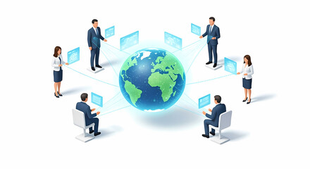 Global professionals unite digitally on United Nations Day, fostering worldwide collaboration and technological connectivity for a shared future vision