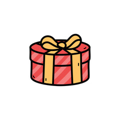 Pixel Art Red Gift Box with Yellow Ribbon on Transparent Background Isolated Detailed Festive Celebration Present Wrapped Package Decoration