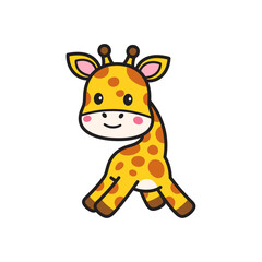 Playful Giraffe Doodle with Big Brown Spots Isolated on Transparent Backdrop Children Illustration Style Cute Cartoon Animal Design for Decoration