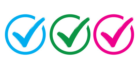 Colorful Check Mark Icon Collection — Vector Tick Symbols for Approval, Success, Confirmation, Validation, Completed Task, Business Interface, and Modern Graphic Design Illustration. © VectorExtra