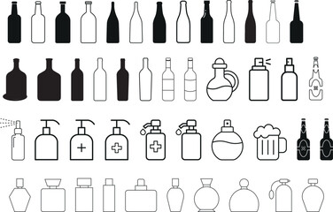 Minimal Bottle Icon Set – Line and Solid Style