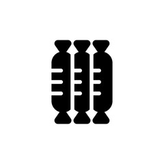 Three Black Rectangular Candy Icons Isolated on White with Transparent Background, Vector Graphic Simple Shape, Minimalist Design, Food and Treat