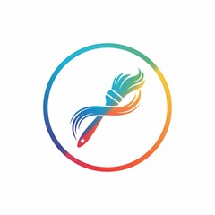 Obraz premium Vibrant Paint Brush Logo Design for Creative Services.
