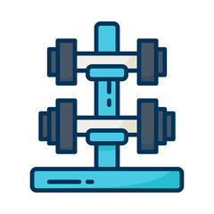 Turquoise Dumbbell Rack with Gray Weights Isolated on Transparent Background Gym Equipment Fitness Training Exercise Concept Illustration Icon