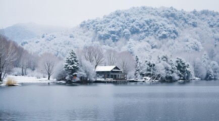 winter landscape with house