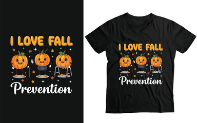 Elderly Fall Prevention Awareness T-Shirt Vector - Funny Autumn Safety Graphic Print