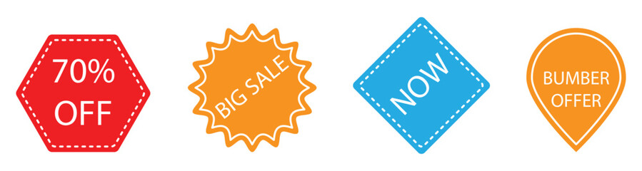 Set of Sale Tags Vector Design for Retail, Marketing Promotions