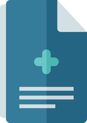 Fototapeta premium Teal document icon with plus symbol and text lines medical health