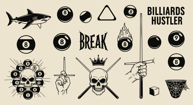Billiards Hustler Vector Elements